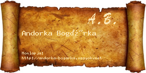 Andorka Bogárka névjegykártya